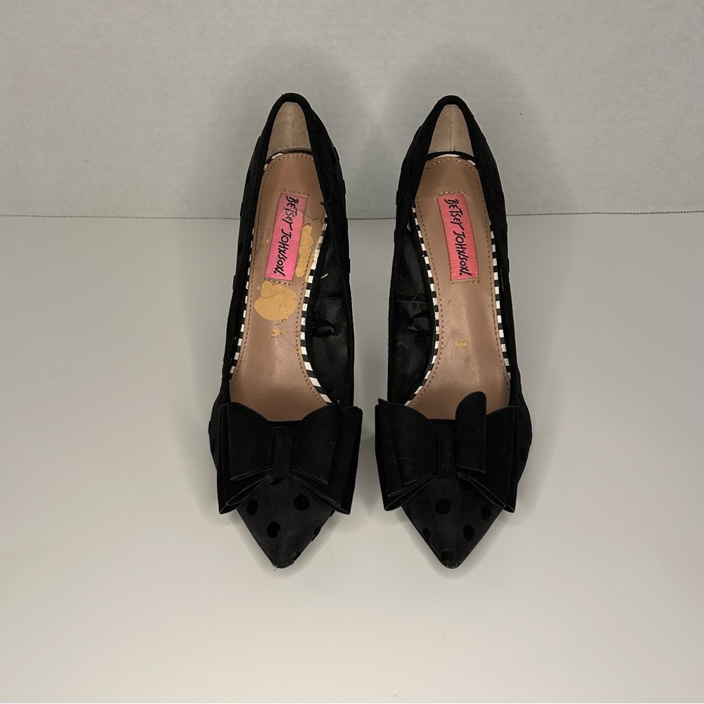 Betsey Johnson Black Polka Dot Heels - Picture 5 of 10